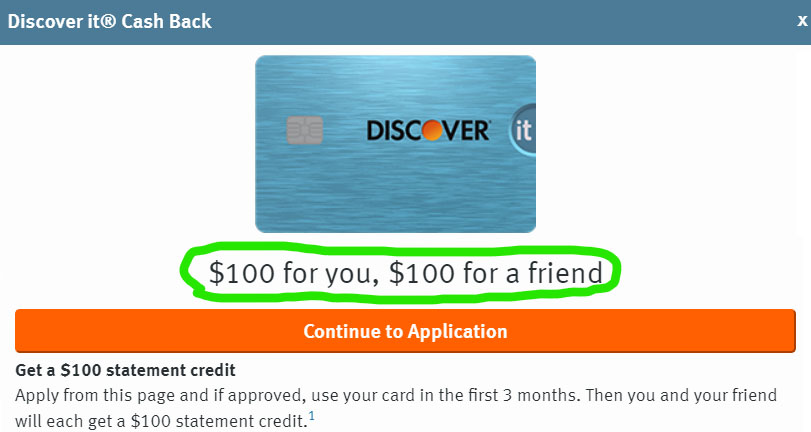 Discover it 信用卡 $100开卡奖励