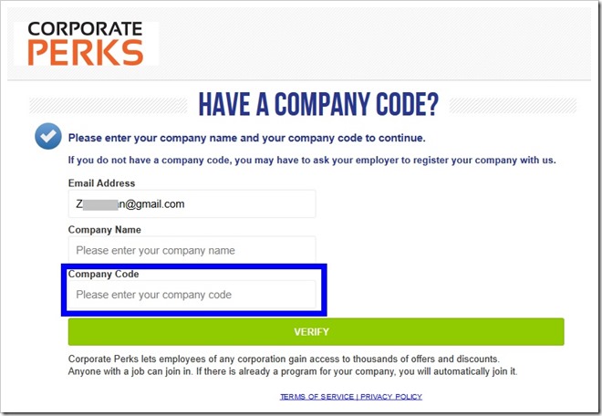 注册 Corporate Perks