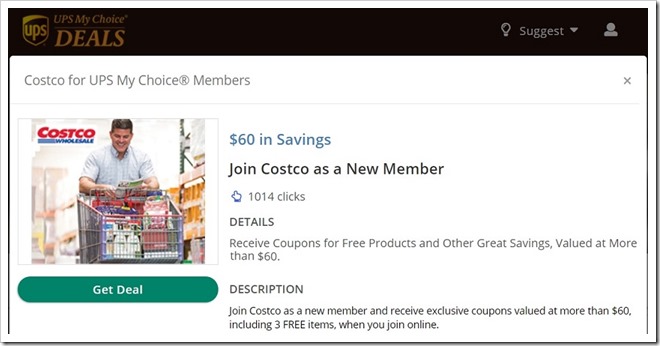 UPS My Choice Deals Costco 新会员折扣优惠福利