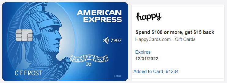 Amex 运通信用卡 Happy Card 满减 Offer
